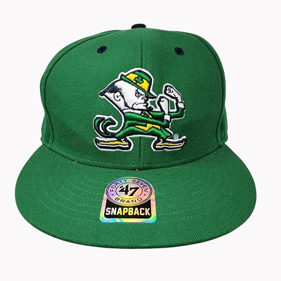Notre Dame Fighting Irish 47 Brand Green Snapback Hat Embroidered Hat - Picture 1 of 9